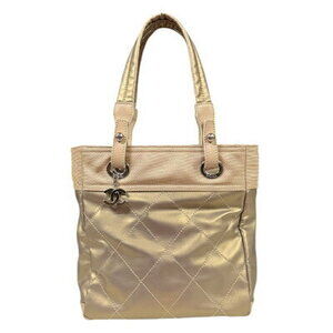 Chanel Paris Biarritz Handbag Canvas Gold
